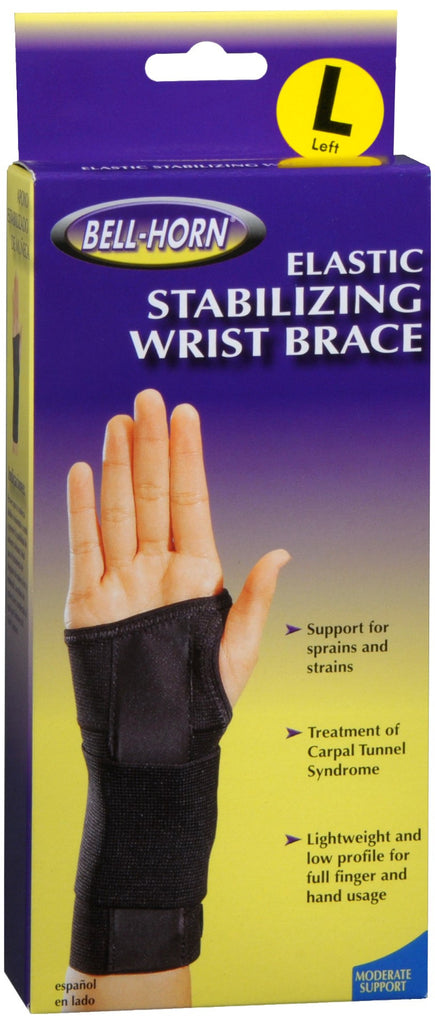 Bell-Horn Elastic Stabilizing Wrist Brace Black Large Left 192