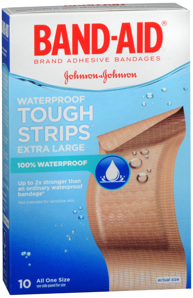 BAND-AID Waterproof Tough Strips Adhesive Bandages Extra Large