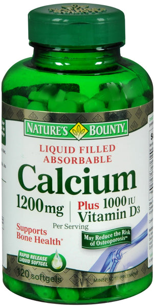 Nature's Bounty Calcium 1200 mg plus Vitamin D3 1000 IU per Serving Softgels