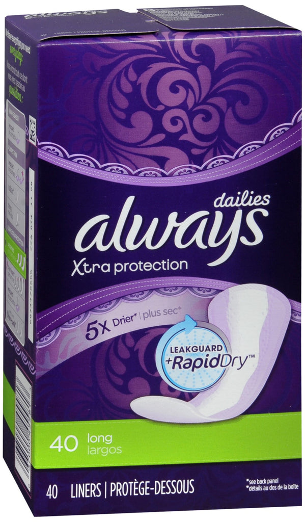 Always Xtra Protection Dailies Liners Long Unscented