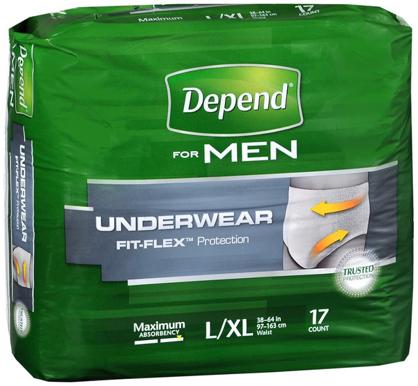 Depend for Men Underwear Maximum Absorbency Size L/XL Gray