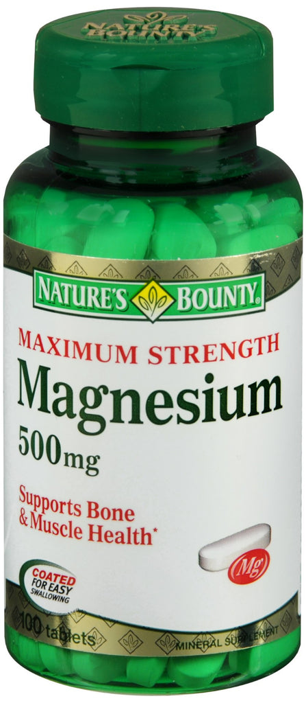 Nature's Bounty Magnesium 500 mg Tablets Maximum Strength