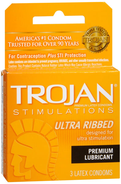 TROJAN Stimulations Ultra Ribbed Latex Condoms