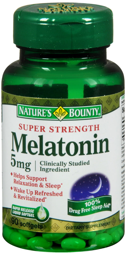 Nature's Bounty Melatonin 5 mg Dietary Supplement Softgels Super Strength