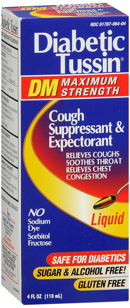 Diabetic Tussin DM Cough Suppressant & Expectorant Liquid Maximum Strength