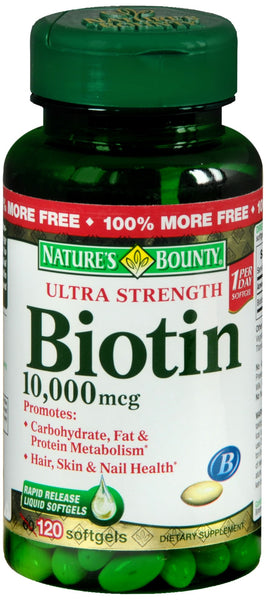 Nature's Bounty Biotin 10000 mcg Dietary Supplement Softgels Ultra Strength