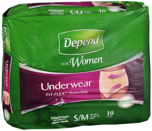Depend for Women Underwear Maximum Absorbency Size S/M Soft Peach
