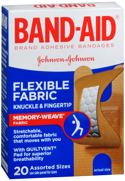 BAND-AID Flexible Fabric Adhesive Bandages Knuckle & Fingertip Assorted Sizes