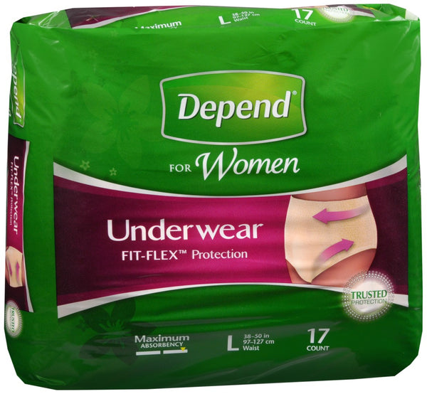 Depend for Women Underwear Maximum Absorbency Size L Soft Peach