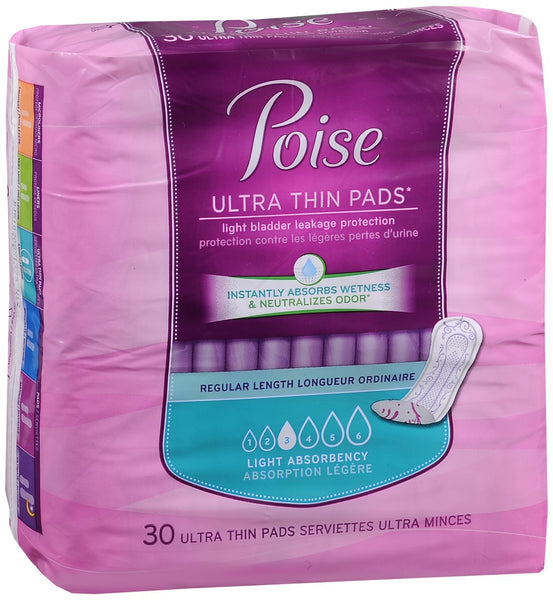 Poise Ultra Thin Pads Light Absorbency Regular Length