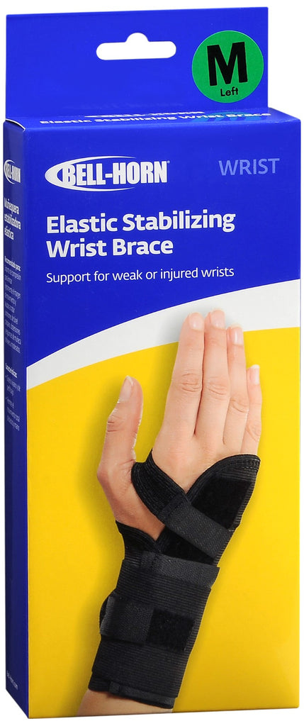 Bell-Horn Elastic Stabilizing Wrist Brace Black Medium Left 192M