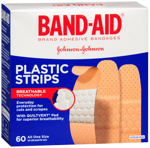 BAND-AID Plastic Strips Adhesive Bandages All One Size