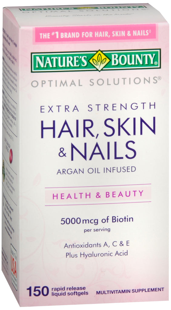 Nature's Bounty Optimal Solutions Extra Strength Hair, Skin & Nails Rapid Release Liquid Softgels