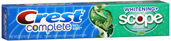 Crest Complete Fluoride Toothpaste Whitening + Scope Minty Fresh Striped
