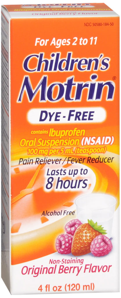 Motrin Children's Ibuprofen Oral Suspension Dye-Free Original Berry