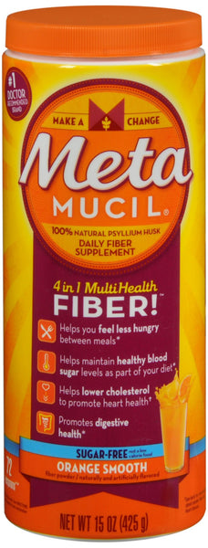 Metamucil 4 in 1 MultiHealth Fiber Powder Orange Smooth Sugar Free