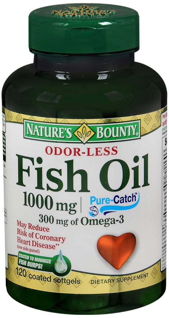  Nature's Bounty Fish Oil, Supports Heart Health, Dietary  Supplement, 300mg Omega-3, 120 Coated Softgels : Health & Household