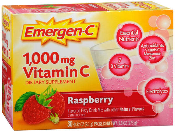 Emergen-C Vitamin C Fizzy Drink Mix 1000 mg Packets Raspberry