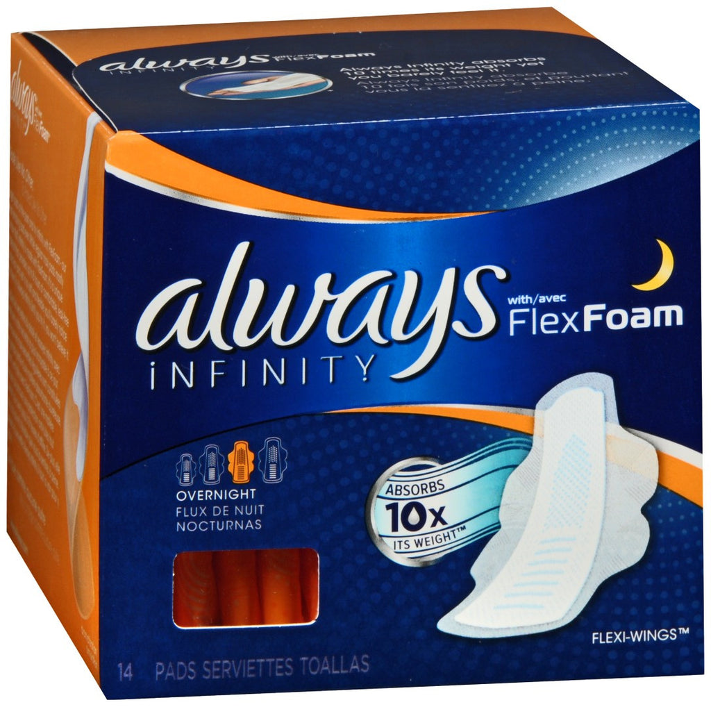 Always Infinity FlexFoam Flexi-Wings Pads Overnight