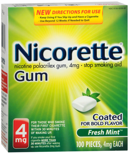 Nicorette Stop Smoking Aid Gum 4 mg Fresh Mint