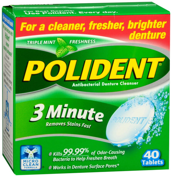 Polident 3 Minute Antibacterial Denture Cleanser Tablets
