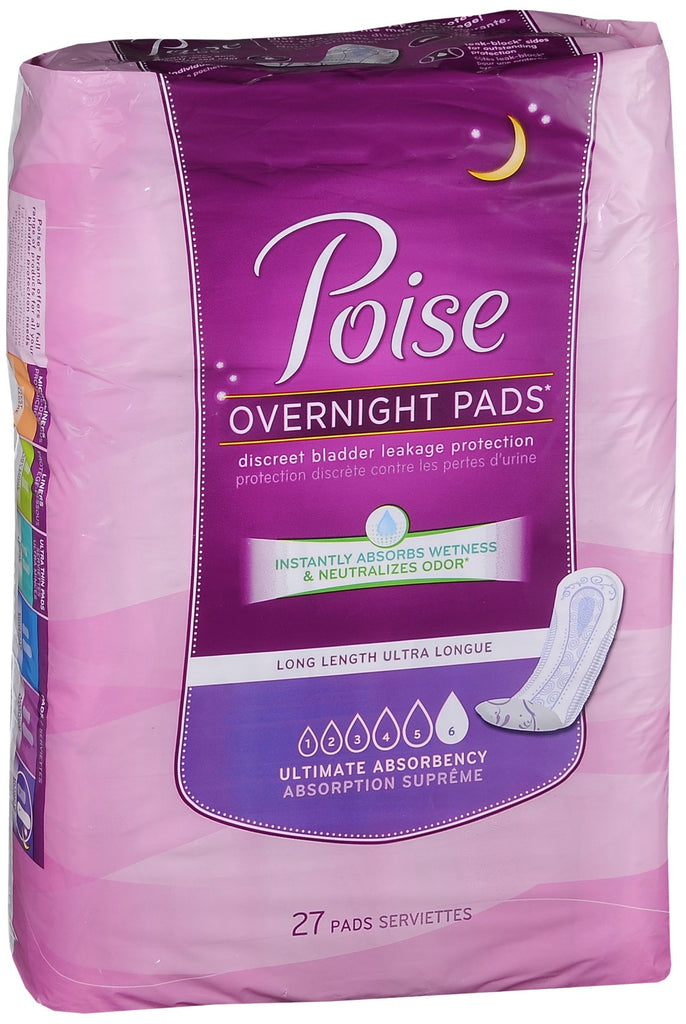 Poise Overnight Pads Ultimate Absorbency Long Length