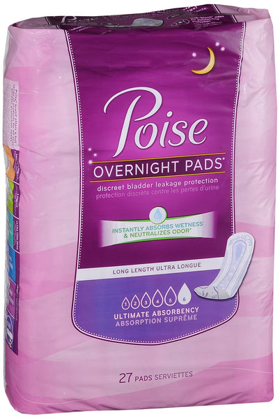 Poise Overnight Pads Ultimate Absorbency Long Length