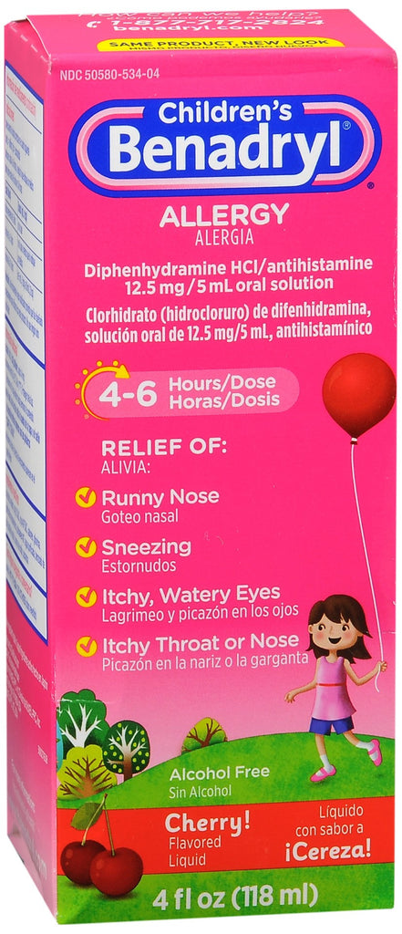 Benadryl Children's Allergy Liquid Cherry Flavored