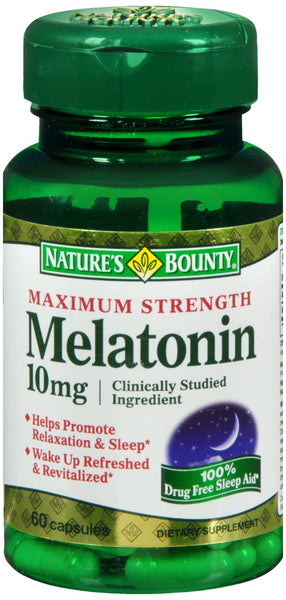 Nature's Bounty Melatonin 10 mg Dietary Supplement Capsules Maximum Strength