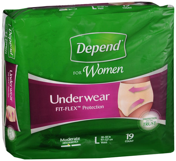 Depend for Women Underwear Moderate Absorbency Size L Soft Peach