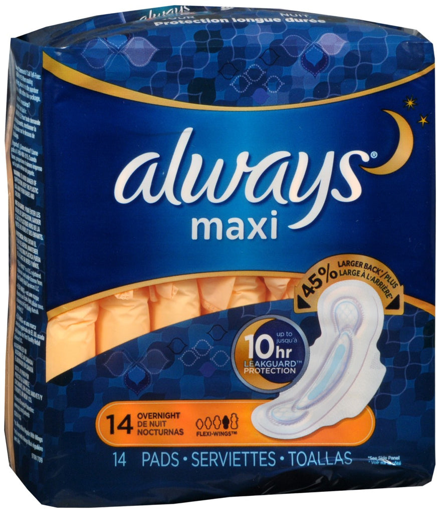 Always Overnight Maxi Pads With Flexi-Wings