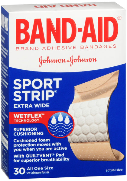 BAND-AID Sport Strip Extra Wide Adhesive Bandages All One Size